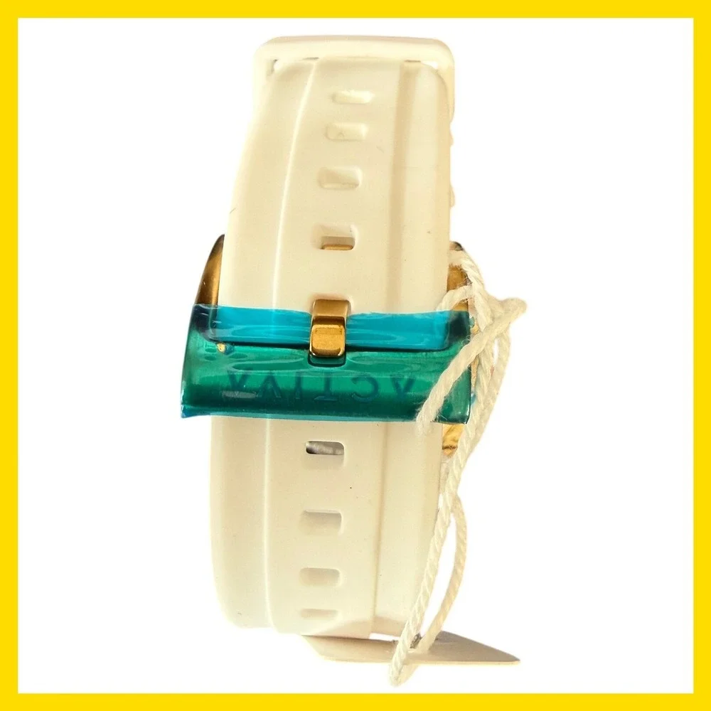 Activa ACW9349-010 Gold Tone White Silicone Strap Watch New in Box